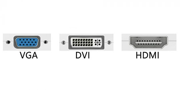 VGA, DVI ir HDMI portai